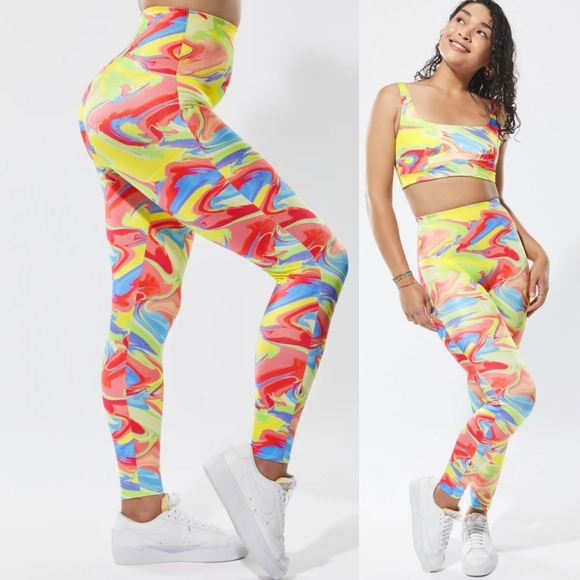 yitty Pants - Yitty Plus Pride Shaping High Waist Legging Rainbow Marble Print